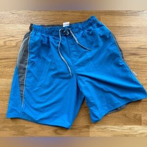 NIKE Men's Short L Blue Gray Core Contend 9 Volley Lined Swim Trunks Large